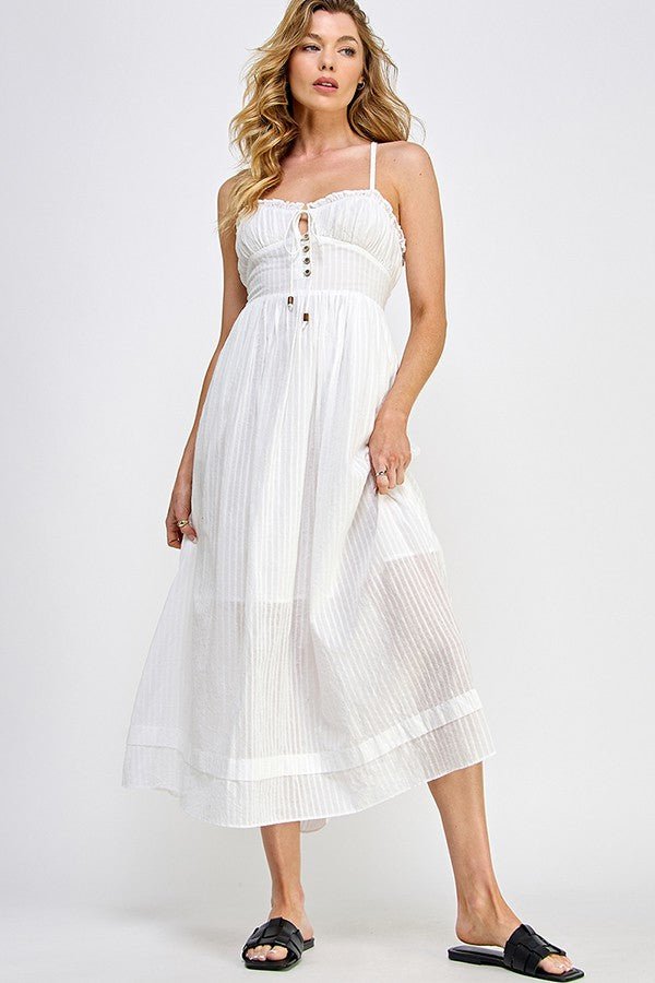 Textured Cotton Voile Maxi Dress (White) - Small - Dresses