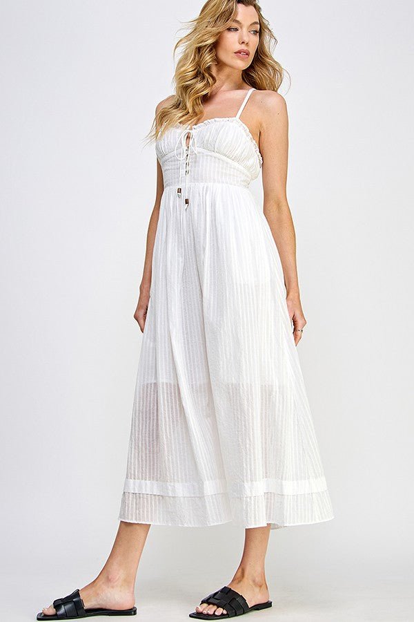 Textured Cotton Voile Maxi Dress (White) - Small - Dresses