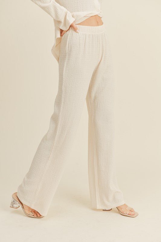 Textured Fabric Pants (Cream) - Small - Pants