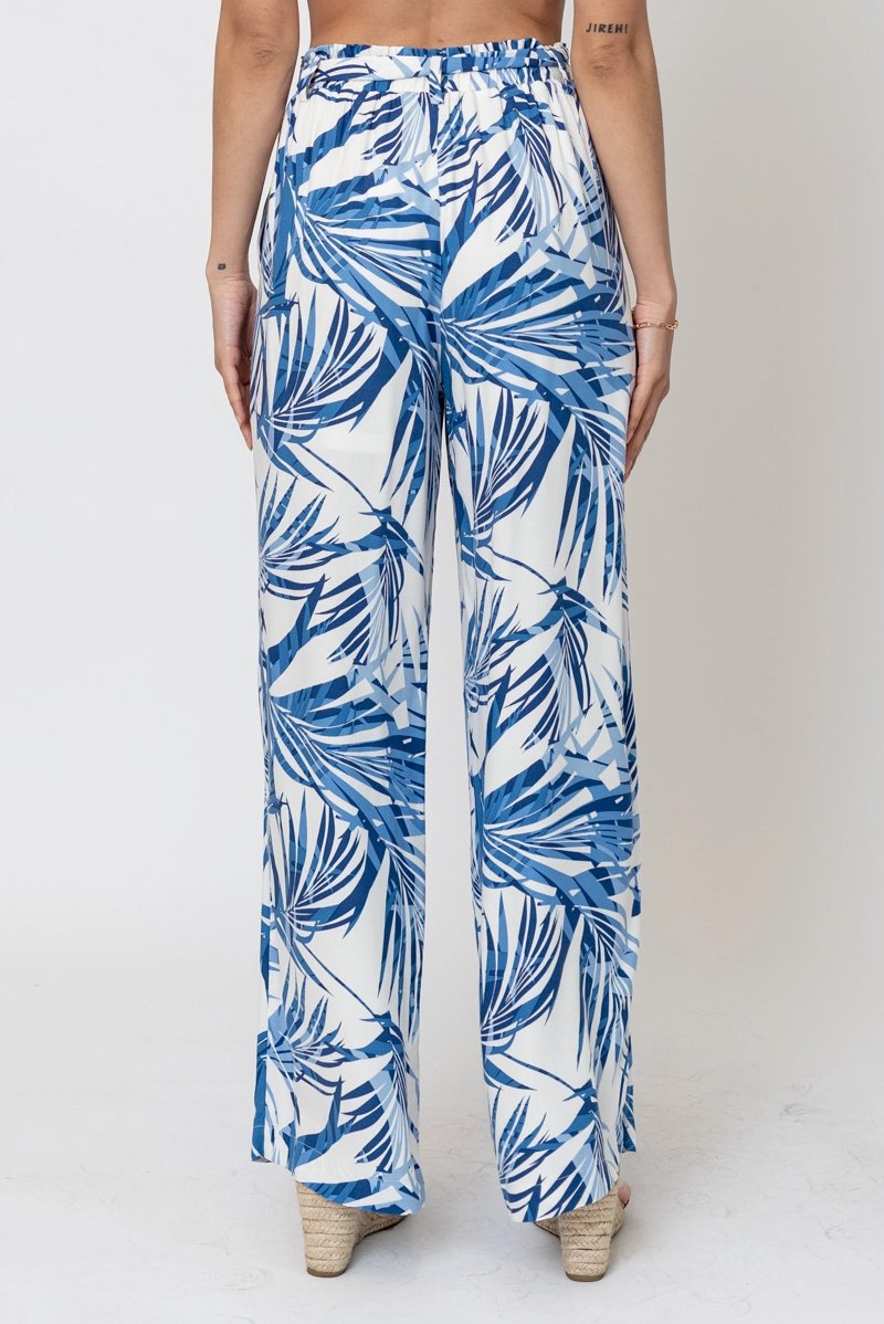 Tropical Printed Pants with Belt - Small - Pants