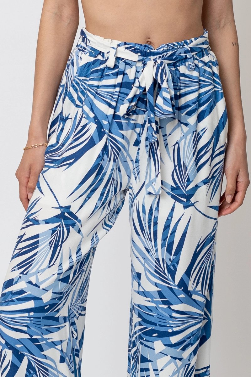 Tropical Printed Pants with Belt - Small - Pants