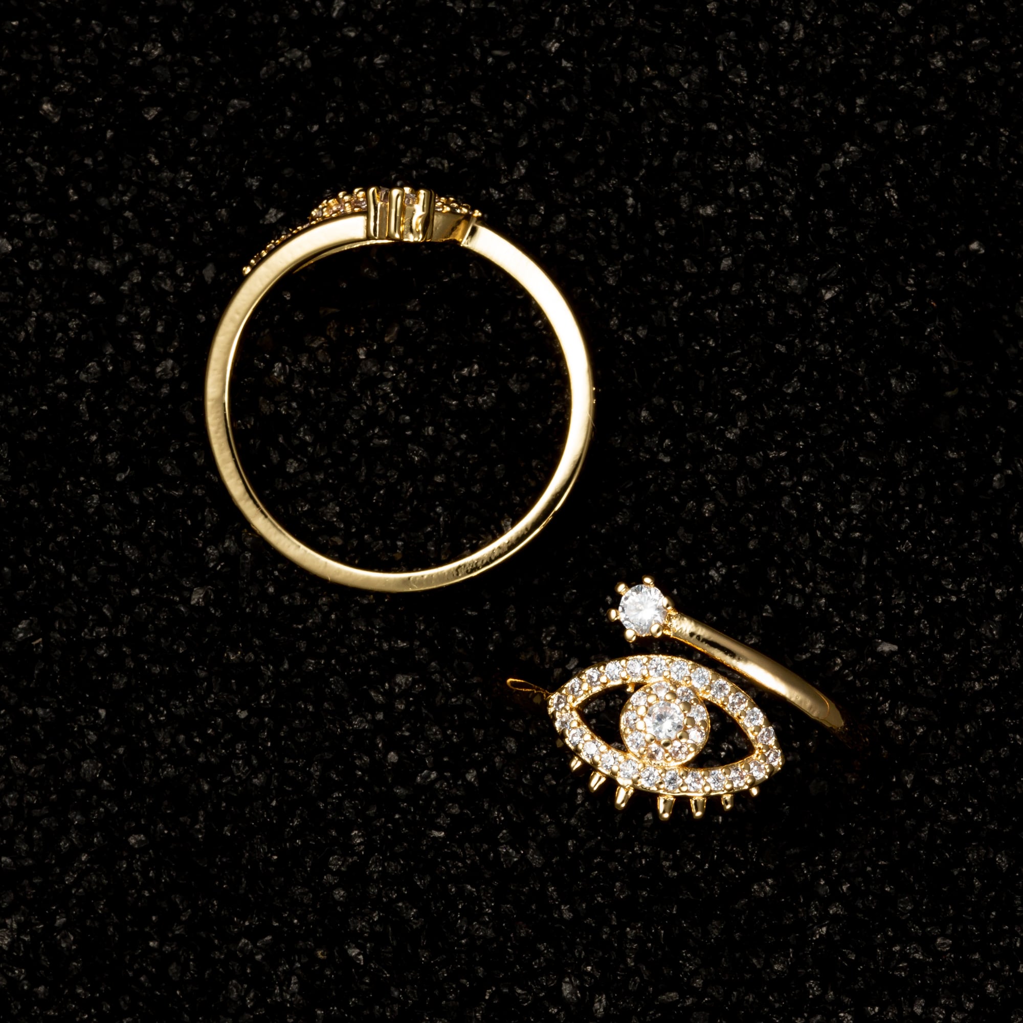 Wrap Evil Eye Adjustable Ring with Gemstones - Rings