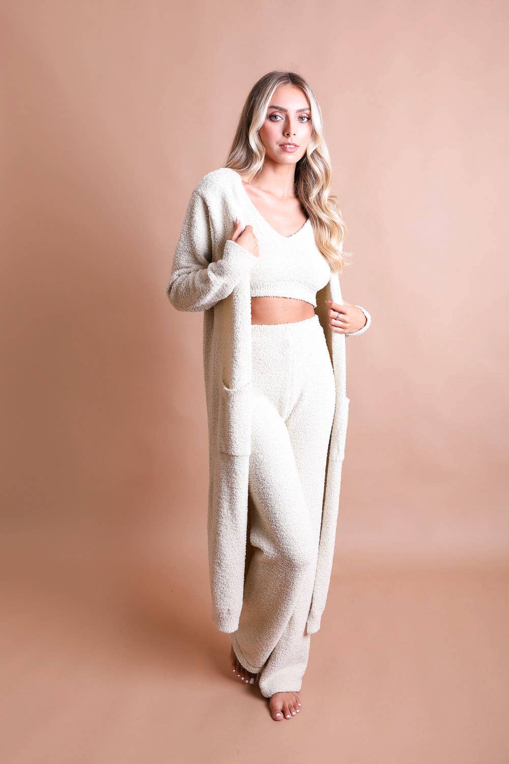 Boucle Cozy Lounge Pants (Cream) - XS/S - Pants