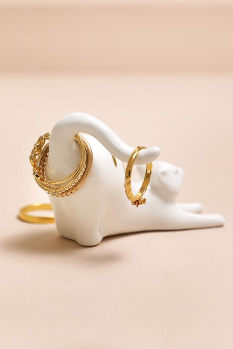 Ceramic Stretching Cat Ring Holder - Ring Holder