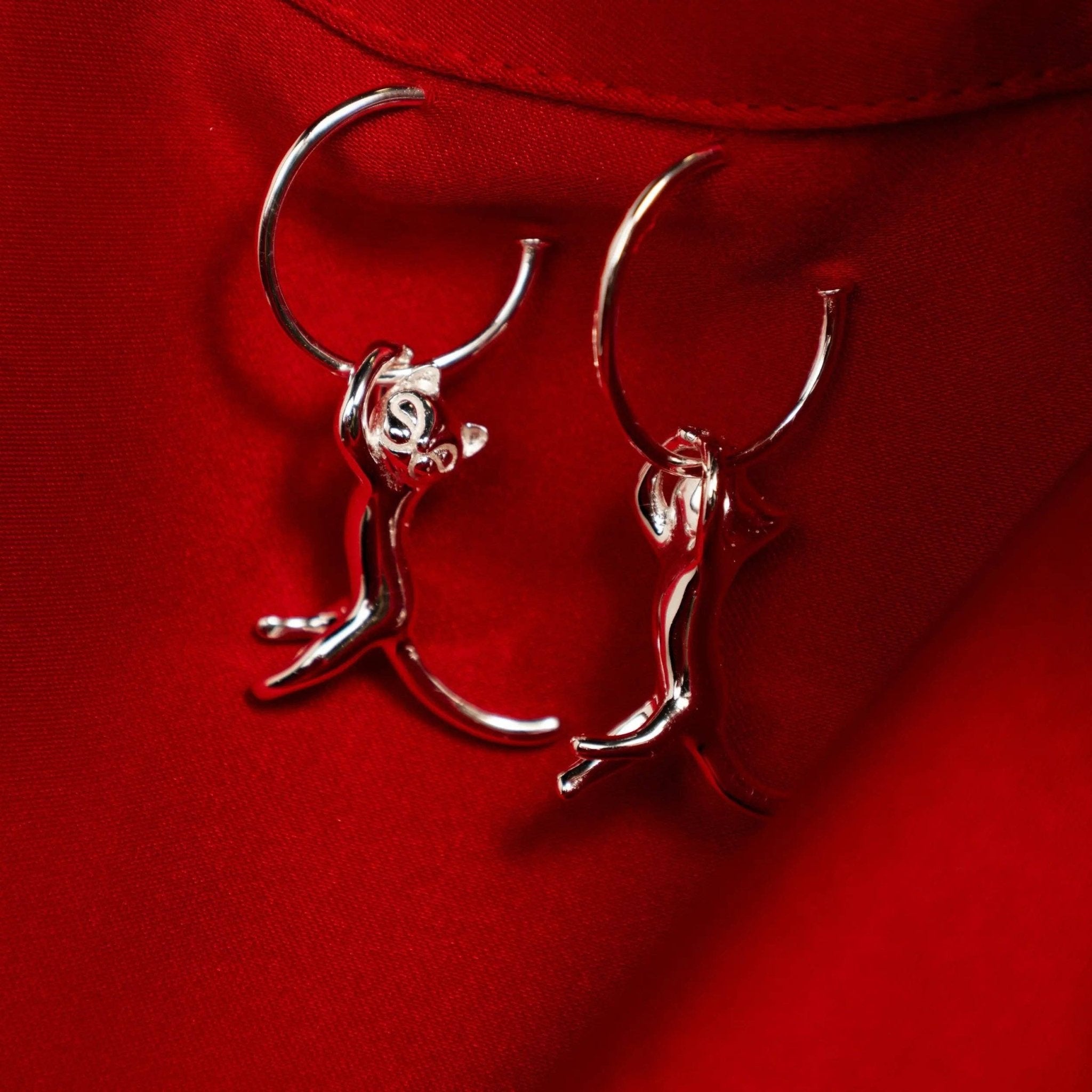 Designer Cat Earrings (Silver) - Earrings