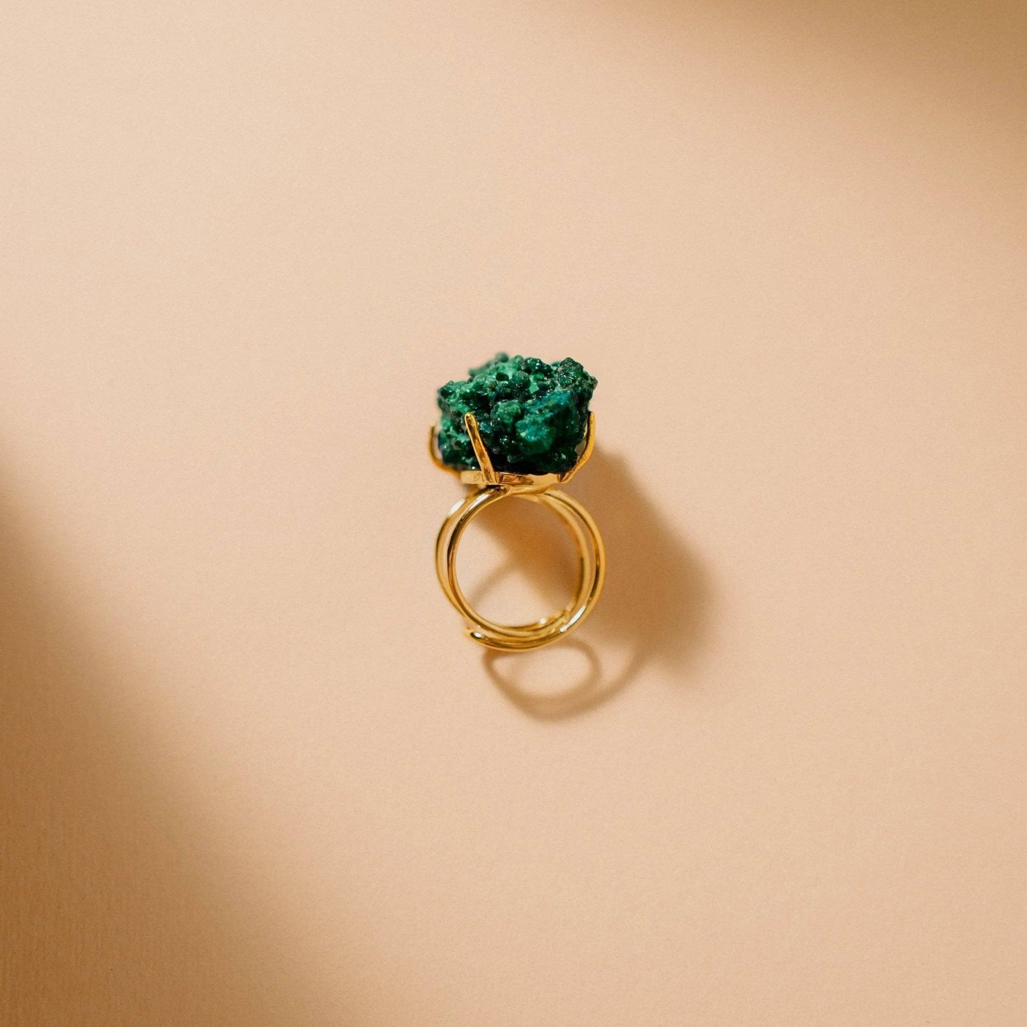 Designer Ring with Raw Malachite - Ring