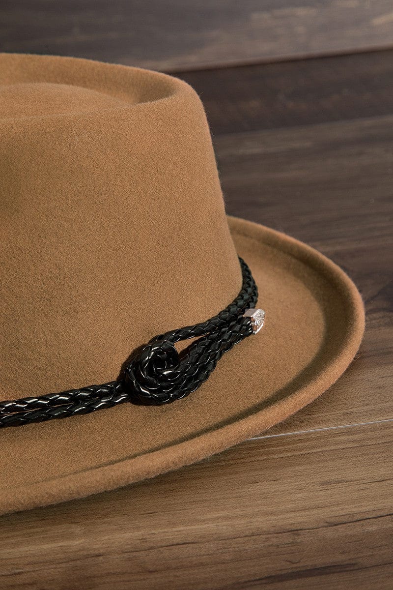 Double Braided Fedora Wool Hat (Pecan) - Hat