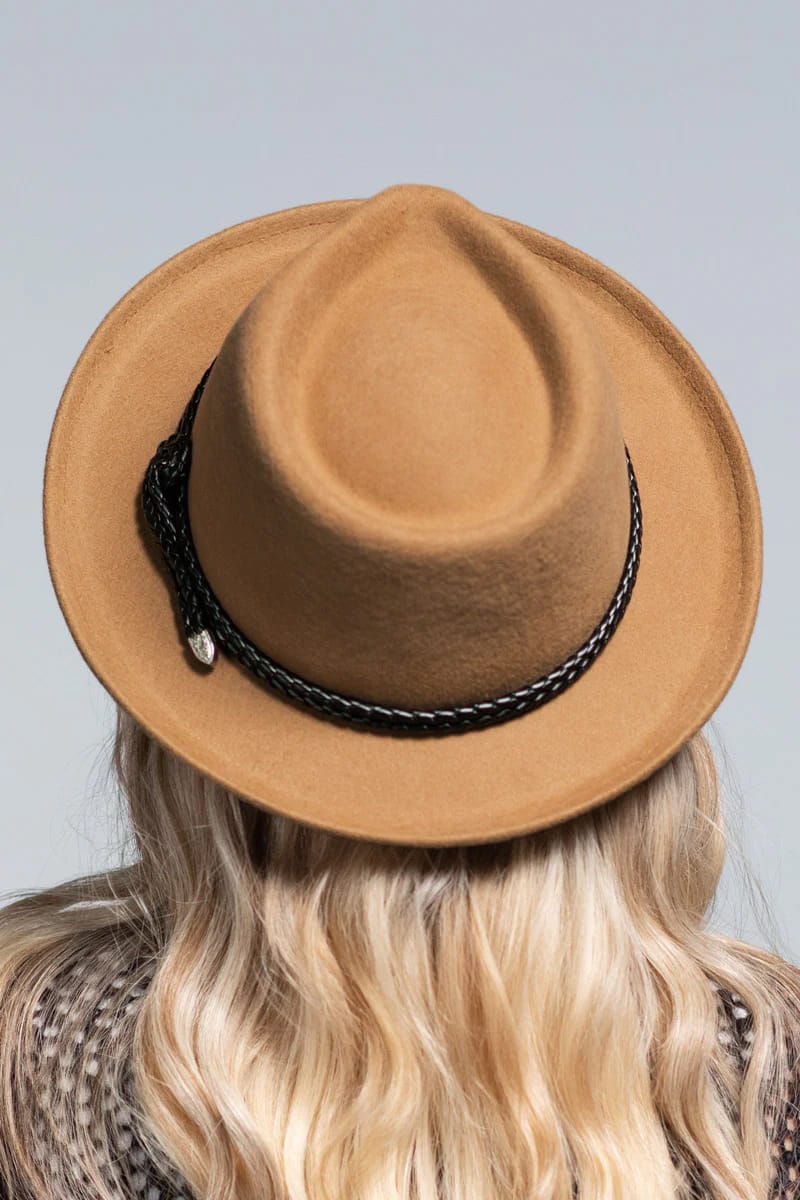 Double Braided Fedora Wool Hat (Pecan) - Hat