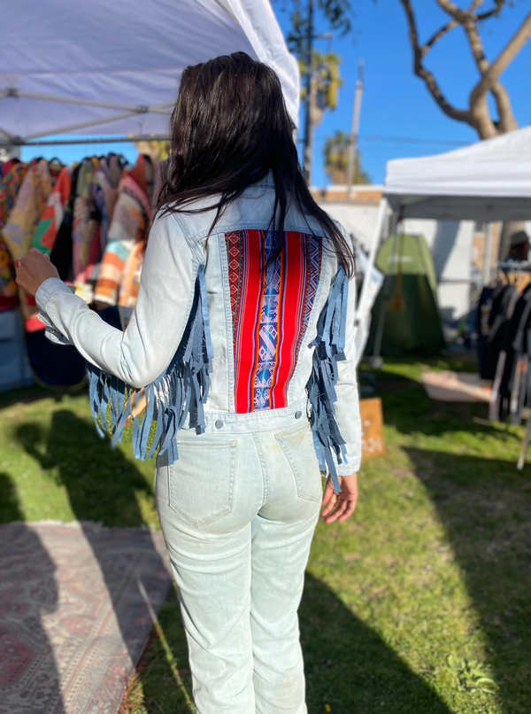 Light Blue Jean Jacket with Fringe