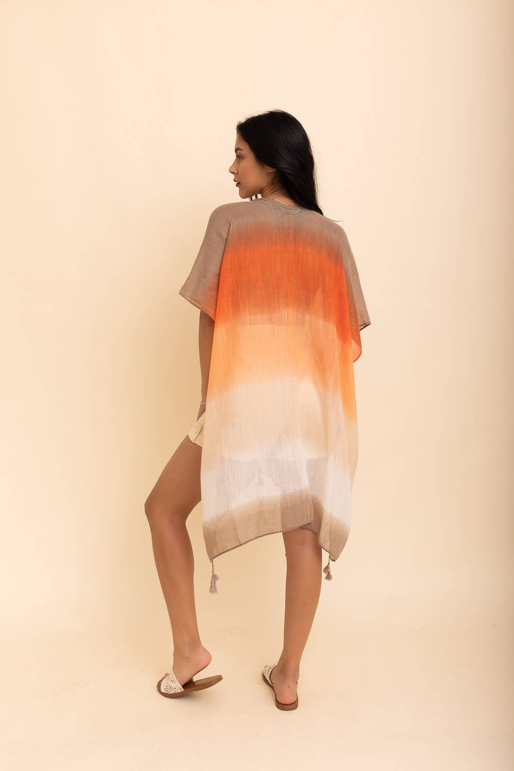 Multi Gradient Kimono with Tassels (Orange) - Casual Kimonos