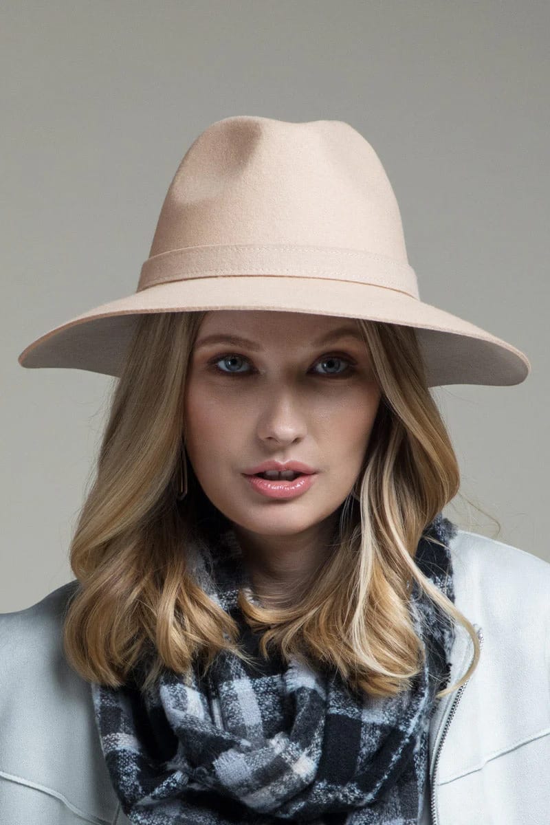 Panama Wool Hat with Band (Beige) - Hat