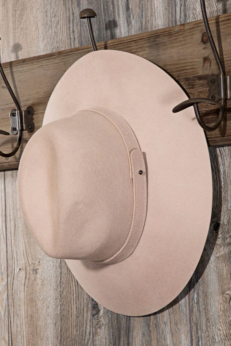 Panama Wool Hat with Band (Beige) - Hat