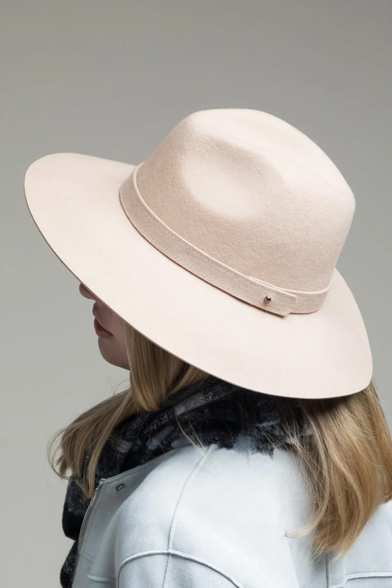 Panama Wool Hat with Band (Beige) - Hat