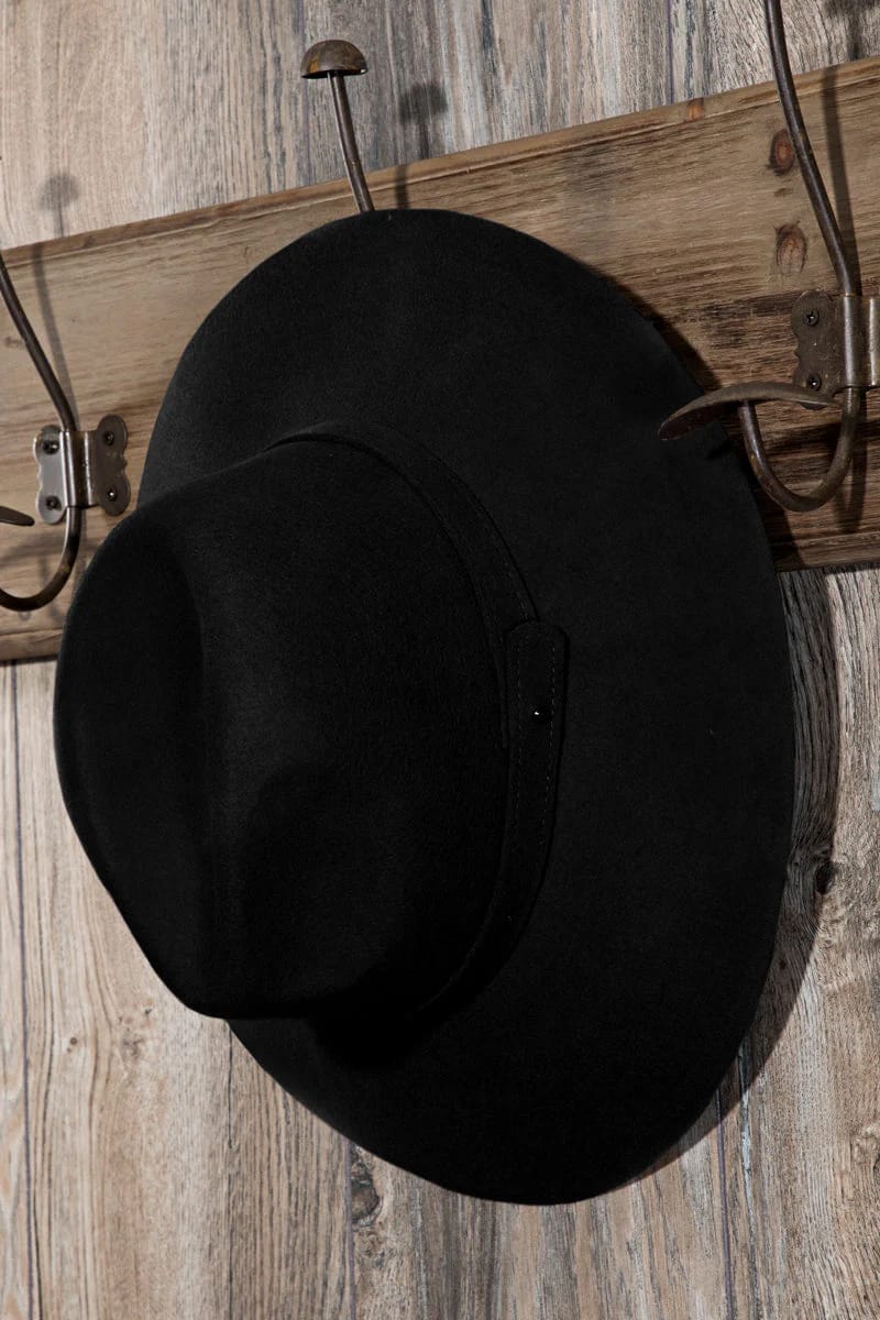 Panama Wool Hat with Band (Black) - Hat