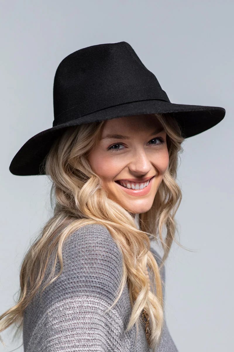 Panama Wool Hat with Band (Black) - Hat