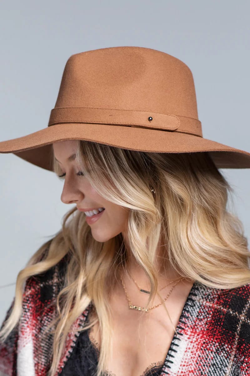 Panama Wool Hat with Band (Pecan) - Hat