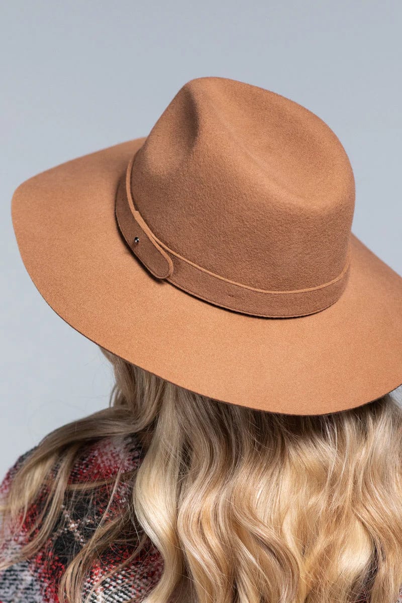 Panama Wool Hat with Band (Pecan) - Hat