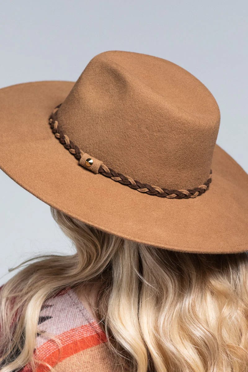 Panama Wool Hat with Braid (Pecan) - Hat