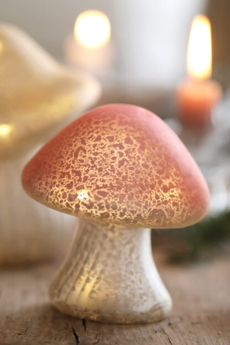 Small Pink Glass Mushroom Light - Light