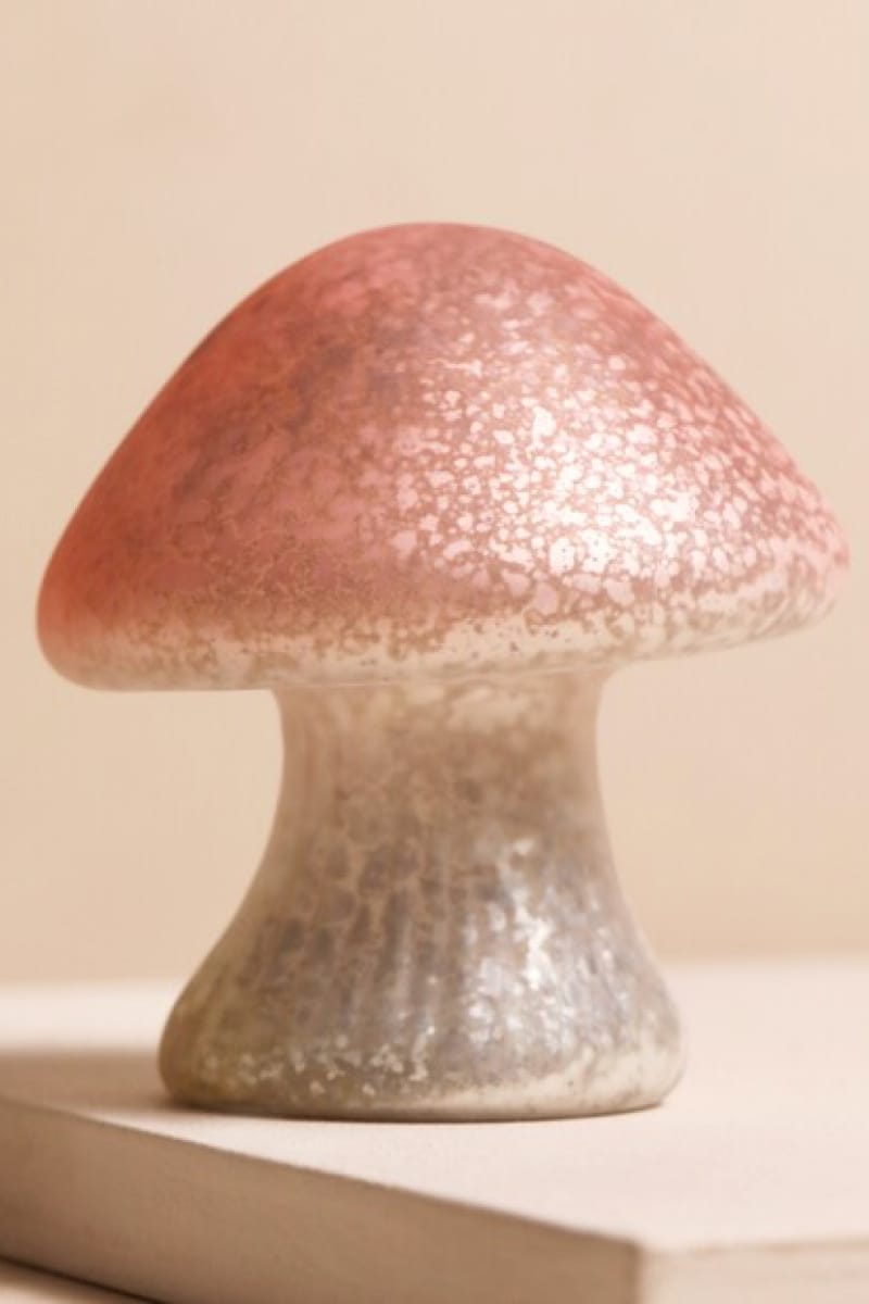 Small Pink Glass Mushroom Light - Light