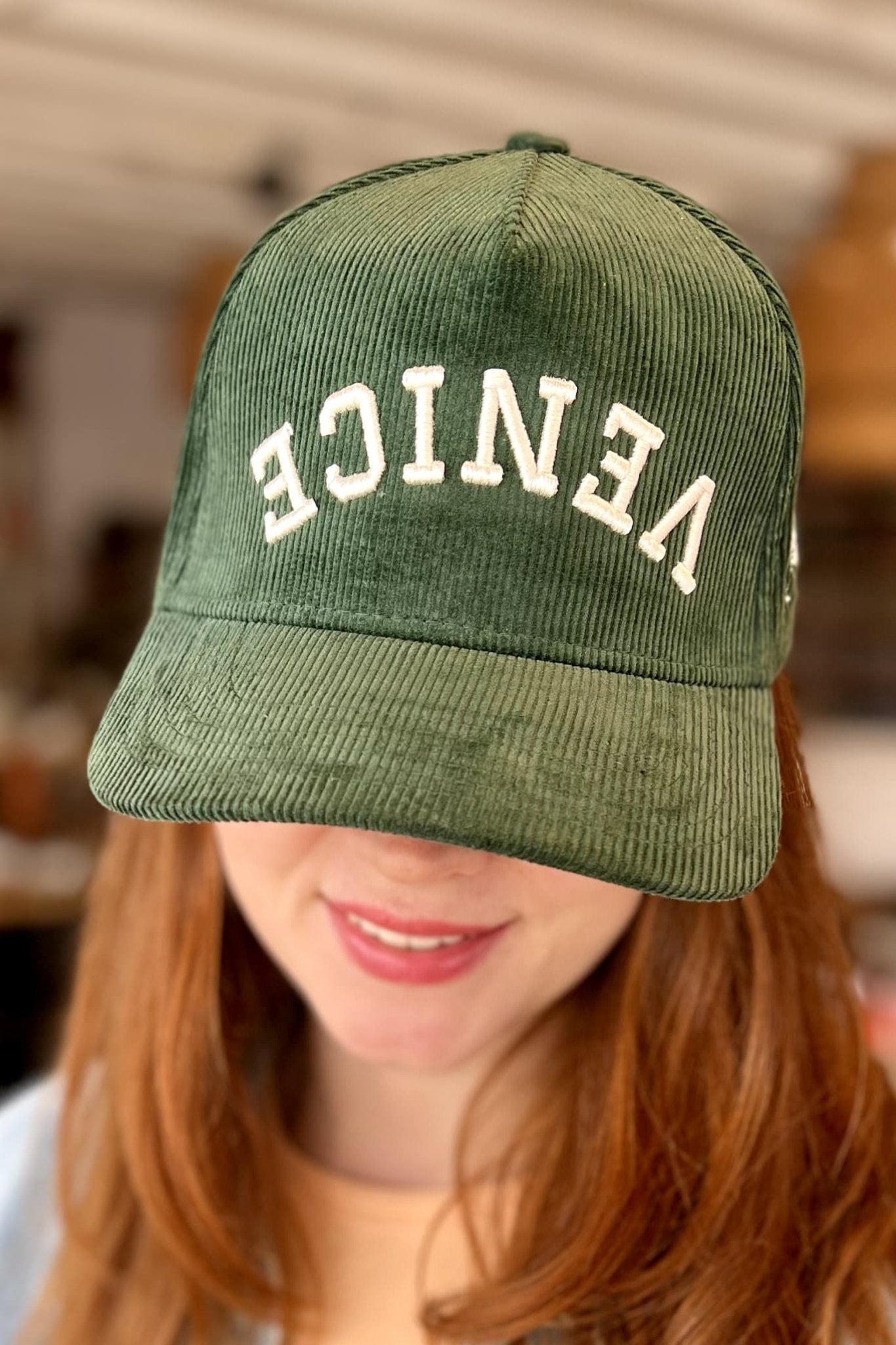 Venice Corduroy Hat (Green) - Hat