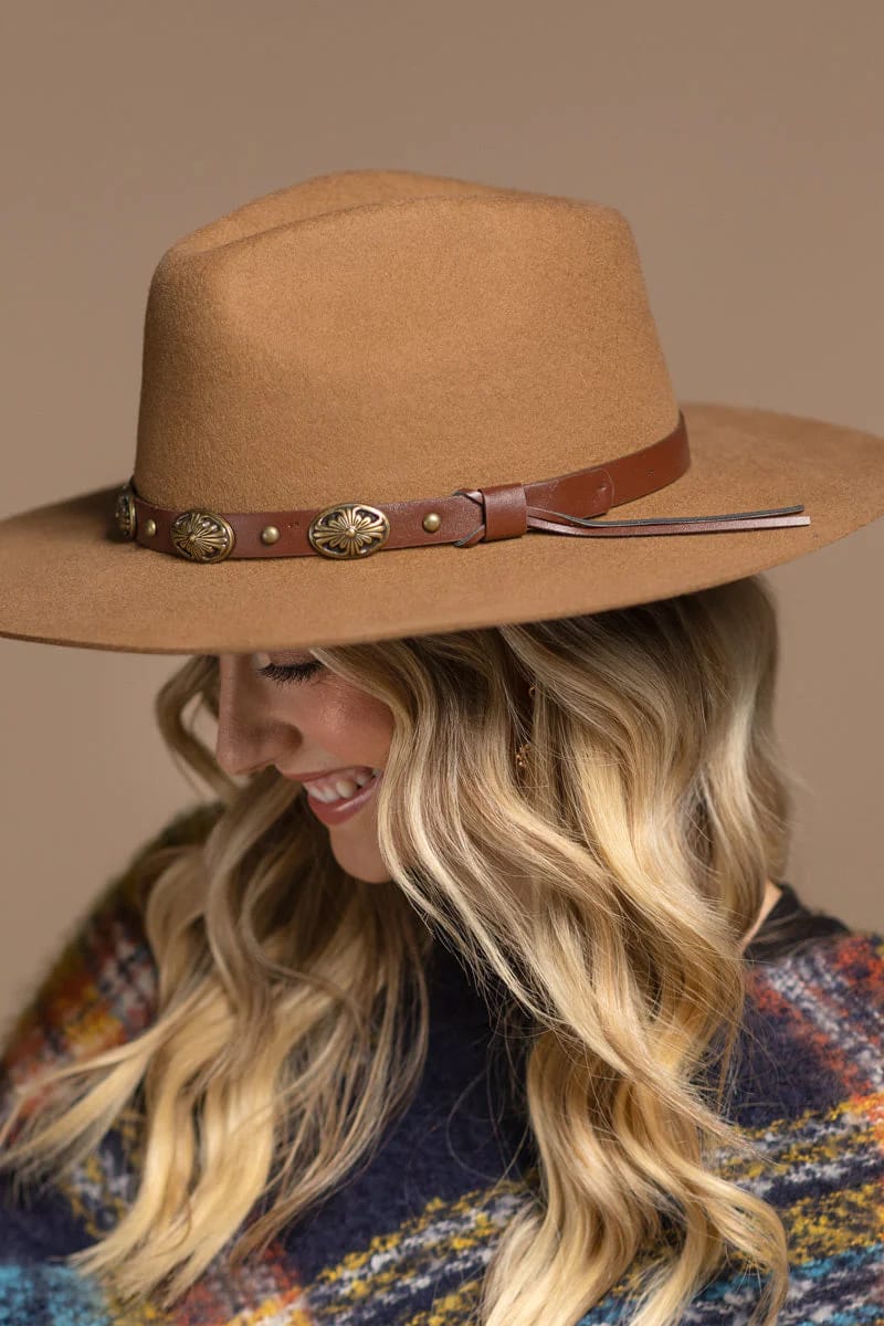 Western Wool Hat with Leather Trim (Pecan) - Hat