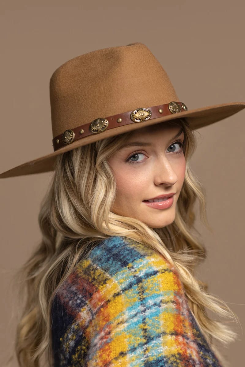 Western Wool Hat with Leather Trim (Pecan) - Hat