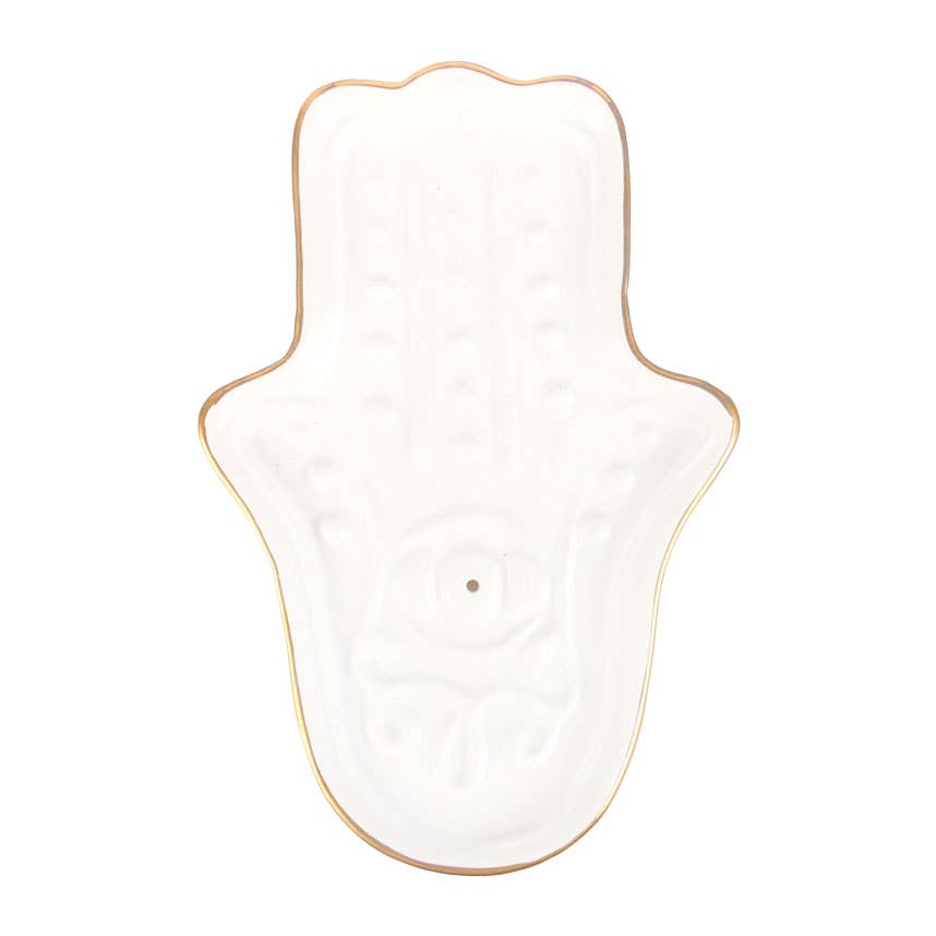 White Hamsa Hand Incense Holder - Incense Holder