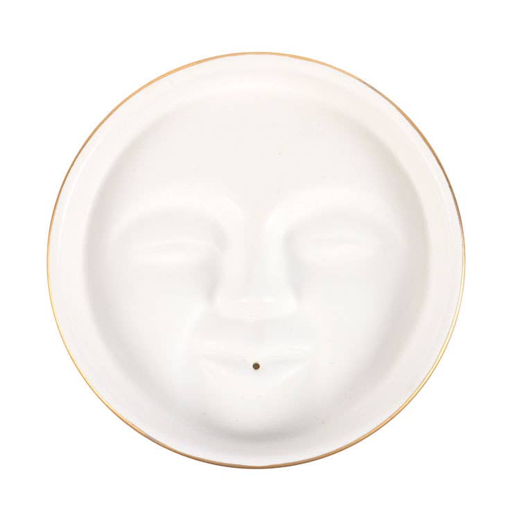 White Moon Face Incense Holder - Incense Holder