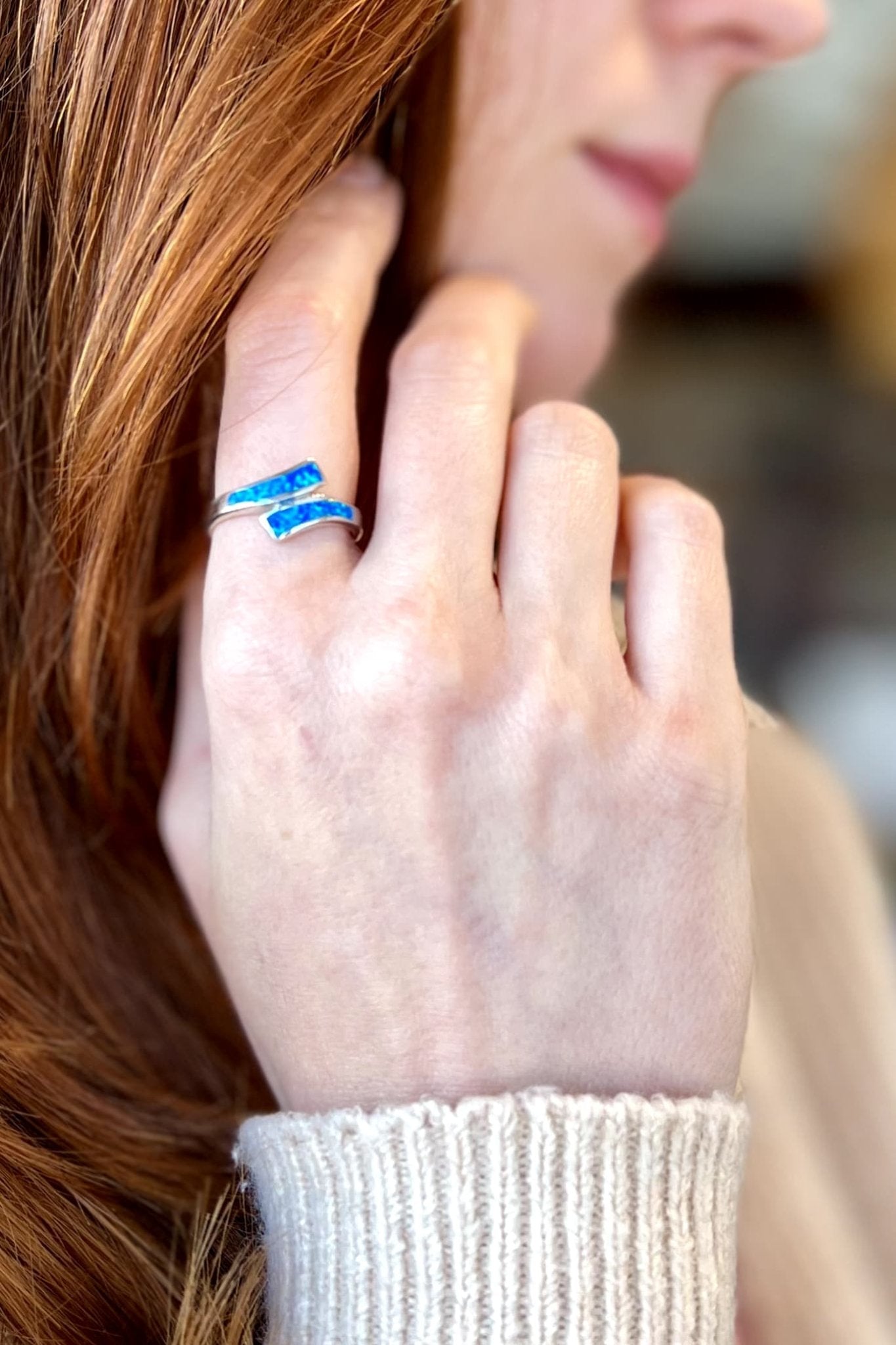 Wrap Opal Sterling Silver Ring - 7.5 - Rings