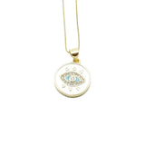 Evil Eye Necklace with Pearly Enamel