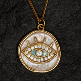 Evil Eye Necklace with Pearly Enamel