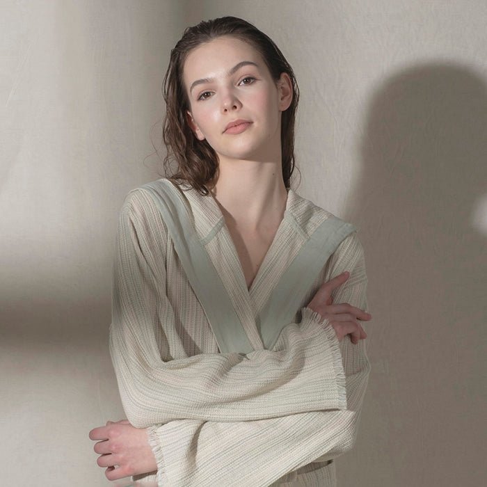 Adel Waffle Bathrobe - Sage - Bathrobe