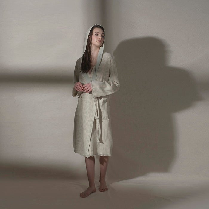 Adel Waffle Bathrobe - Sage - Bathrobe