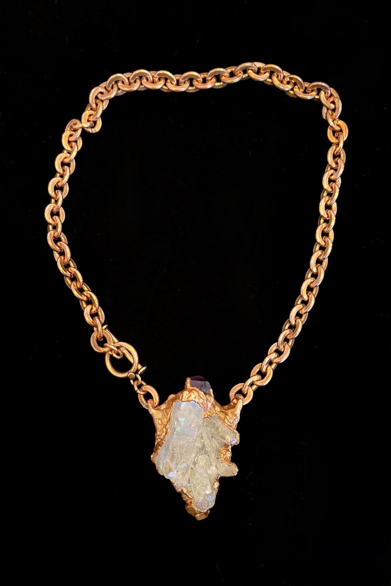 Angel Aura Quartz with Amethyst Necklace - Necklace