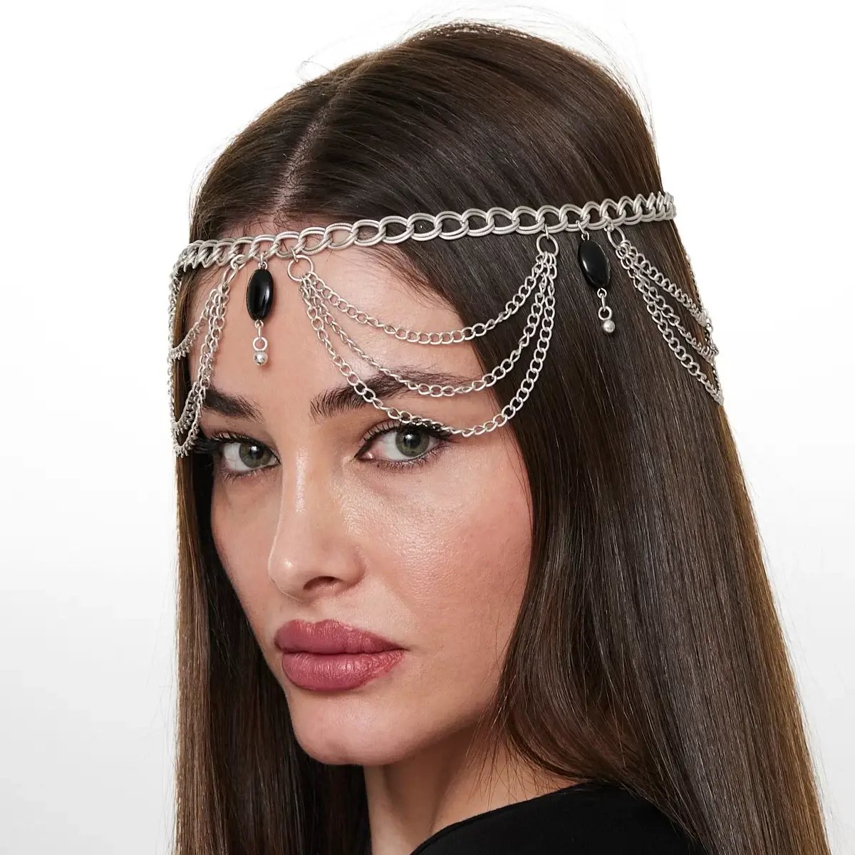 Black Crystal Headwear - Necklaces
