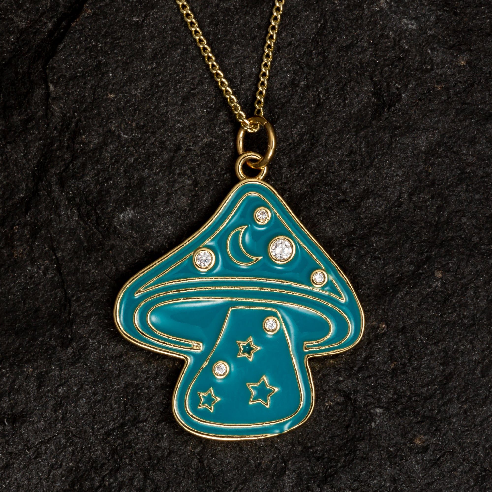 Blue Cosmic Mushroom Necklace - Necklaces