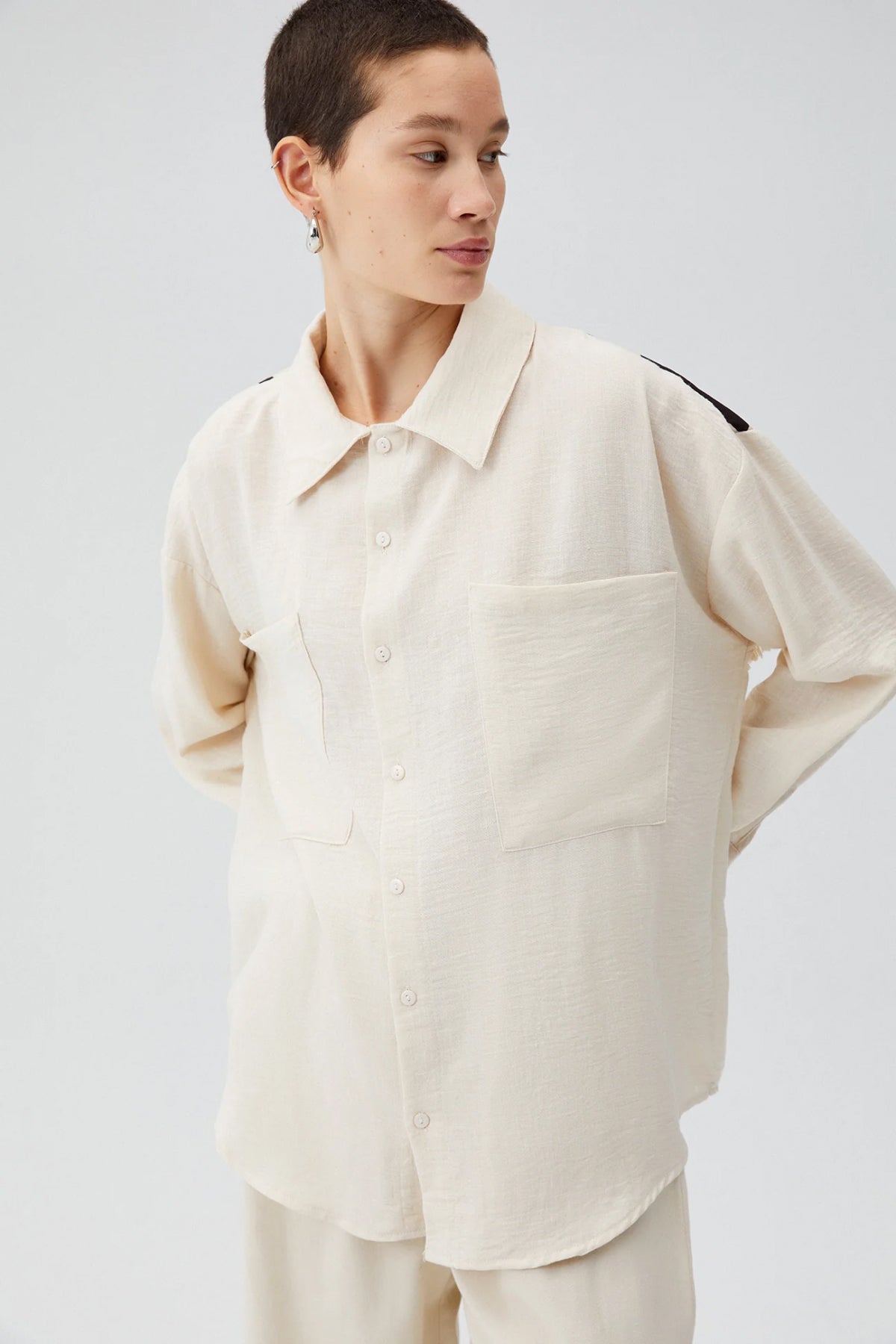 Boho Charm Tassel Print Shirt (Beige) - Small - Shirts & Tops