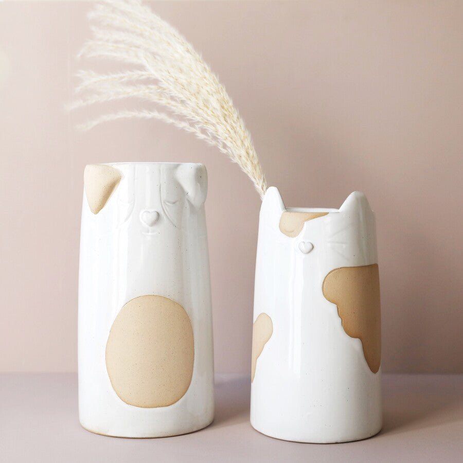 Ceramic Dog Vase with Spots - Vases