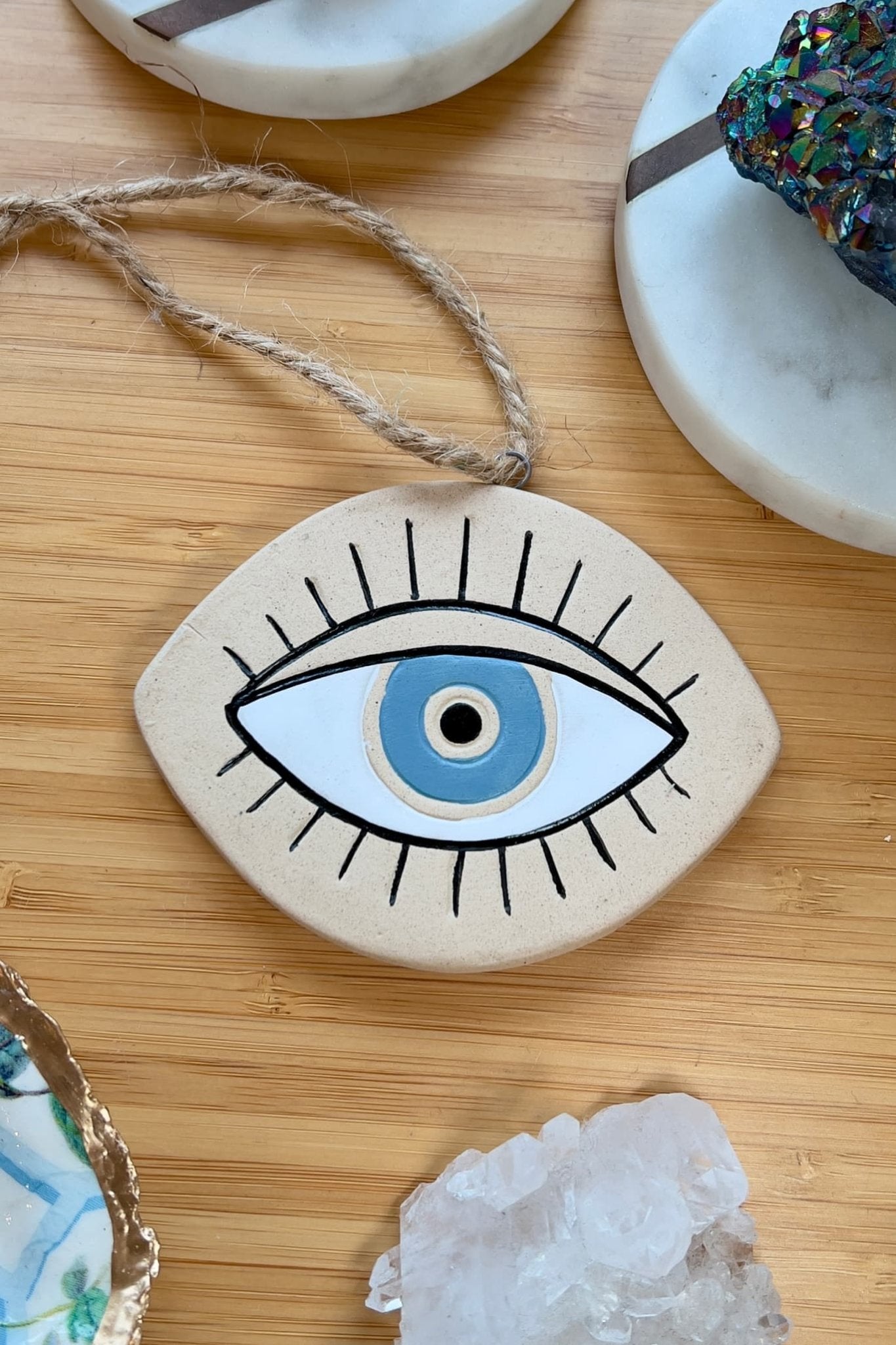 Ceramic Hanging Evil Eye Decor - Decor