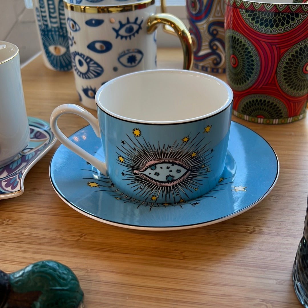 Cosmic Evil Eye Mug and Saucer Set - Coffee & Tea Cups