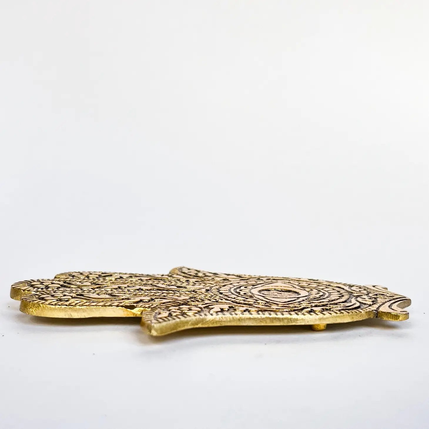 Decorated Hamsa Hand Incense Holder (Gold) - Incense Holders