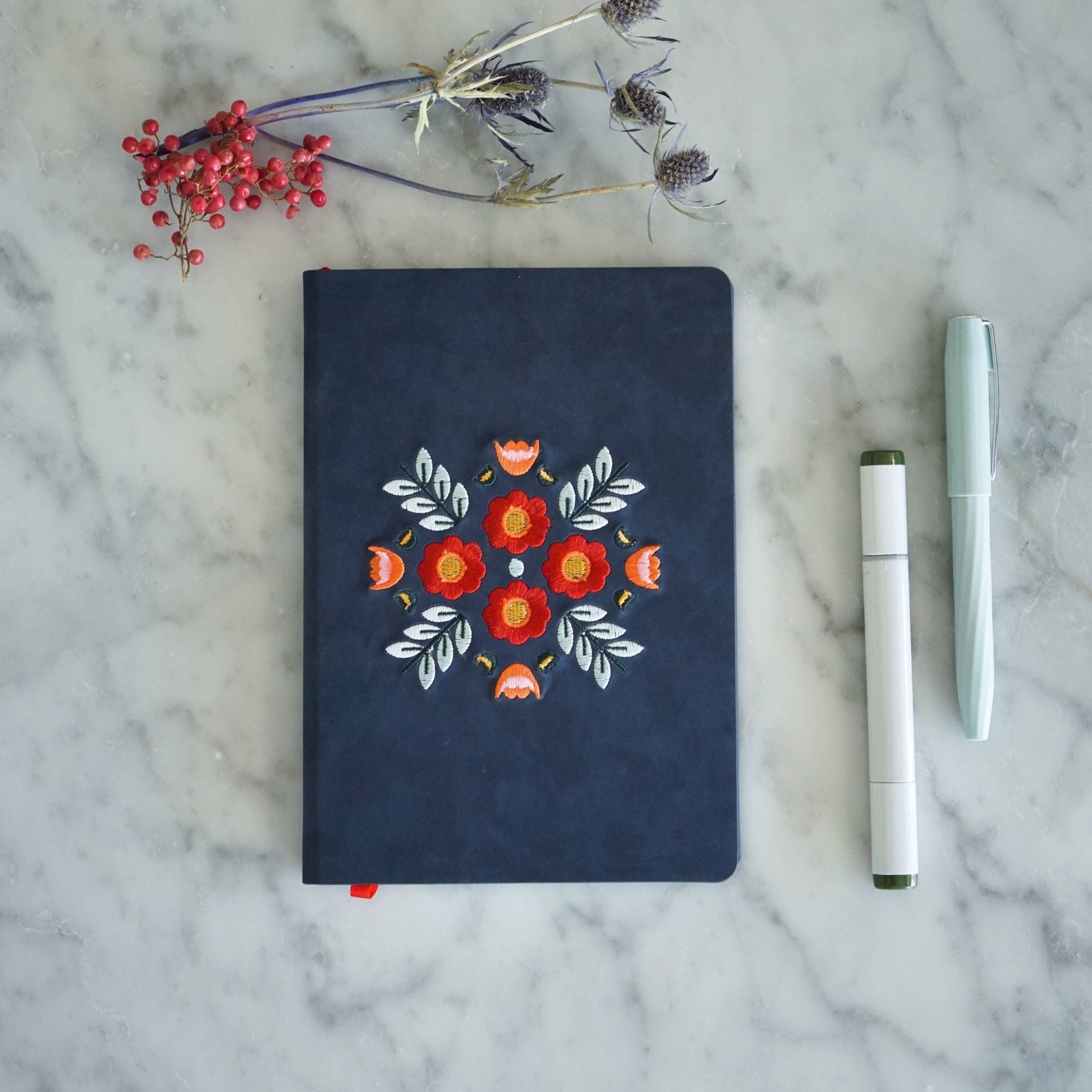 Evelynn Embroidered Layflat Journal - Notebooks & Notepads