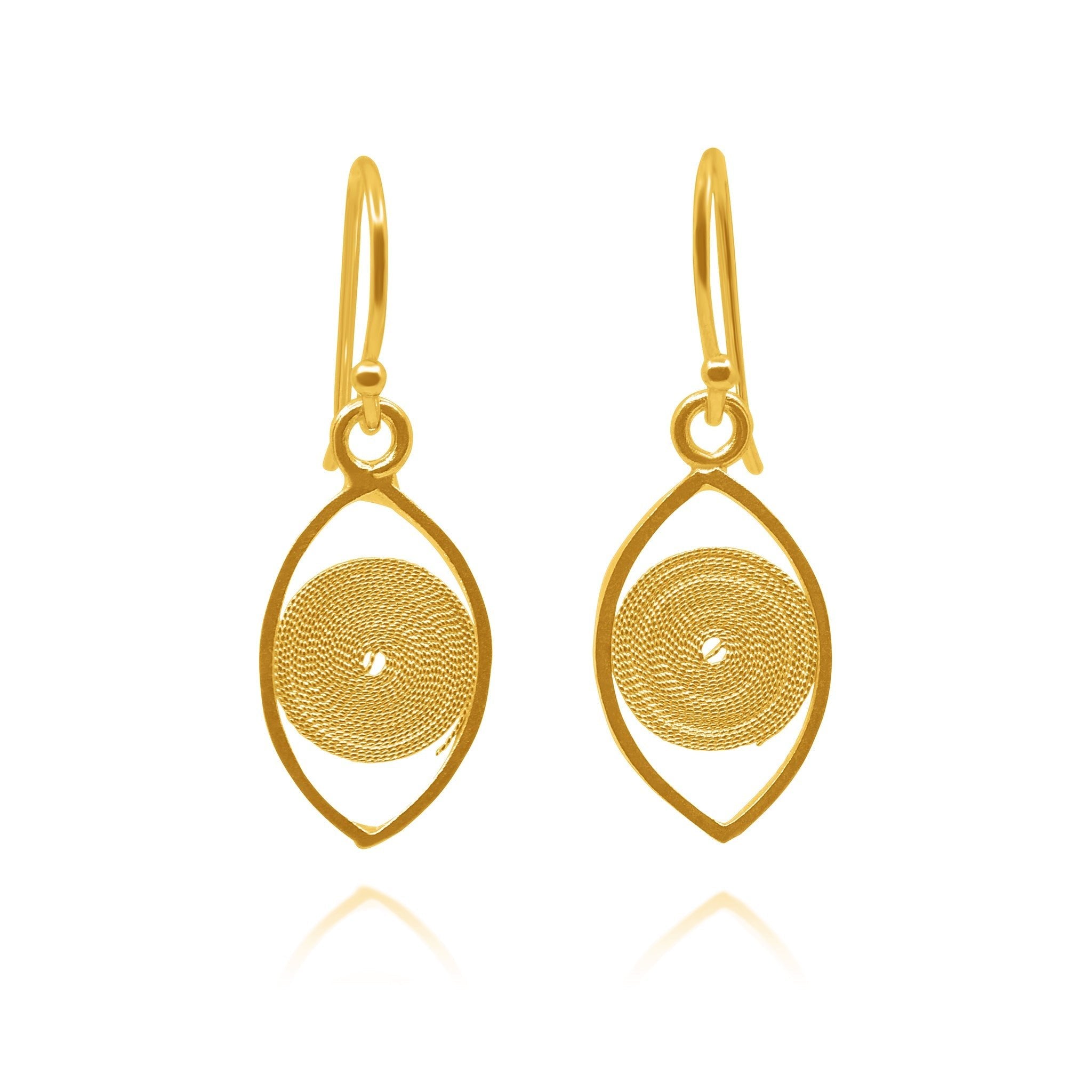 Evil Eye Filigree 18k Gold Plated Earrings - Earrings