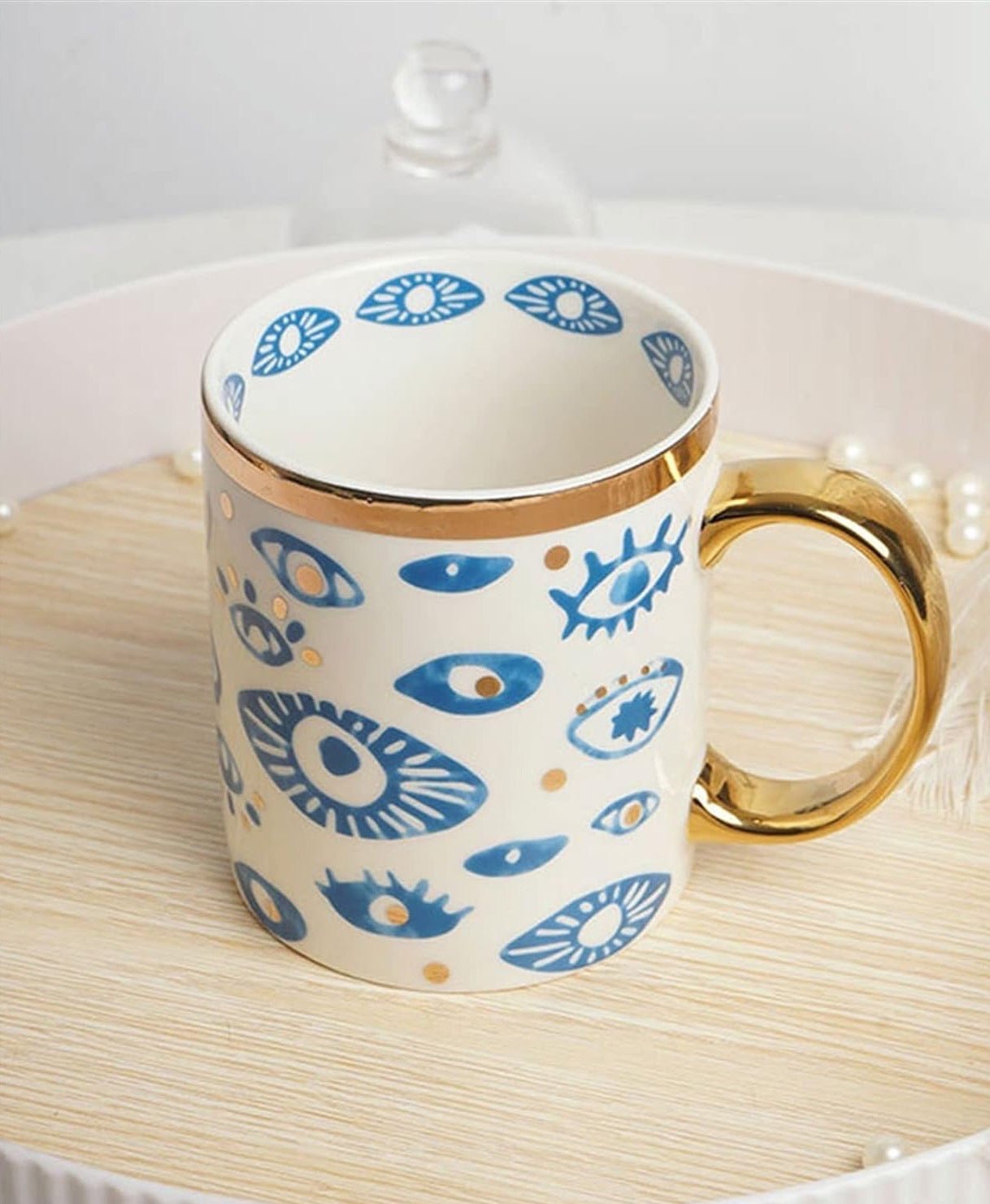 Evil Eye Gold Rim Mug - Coffee & Tea Cups