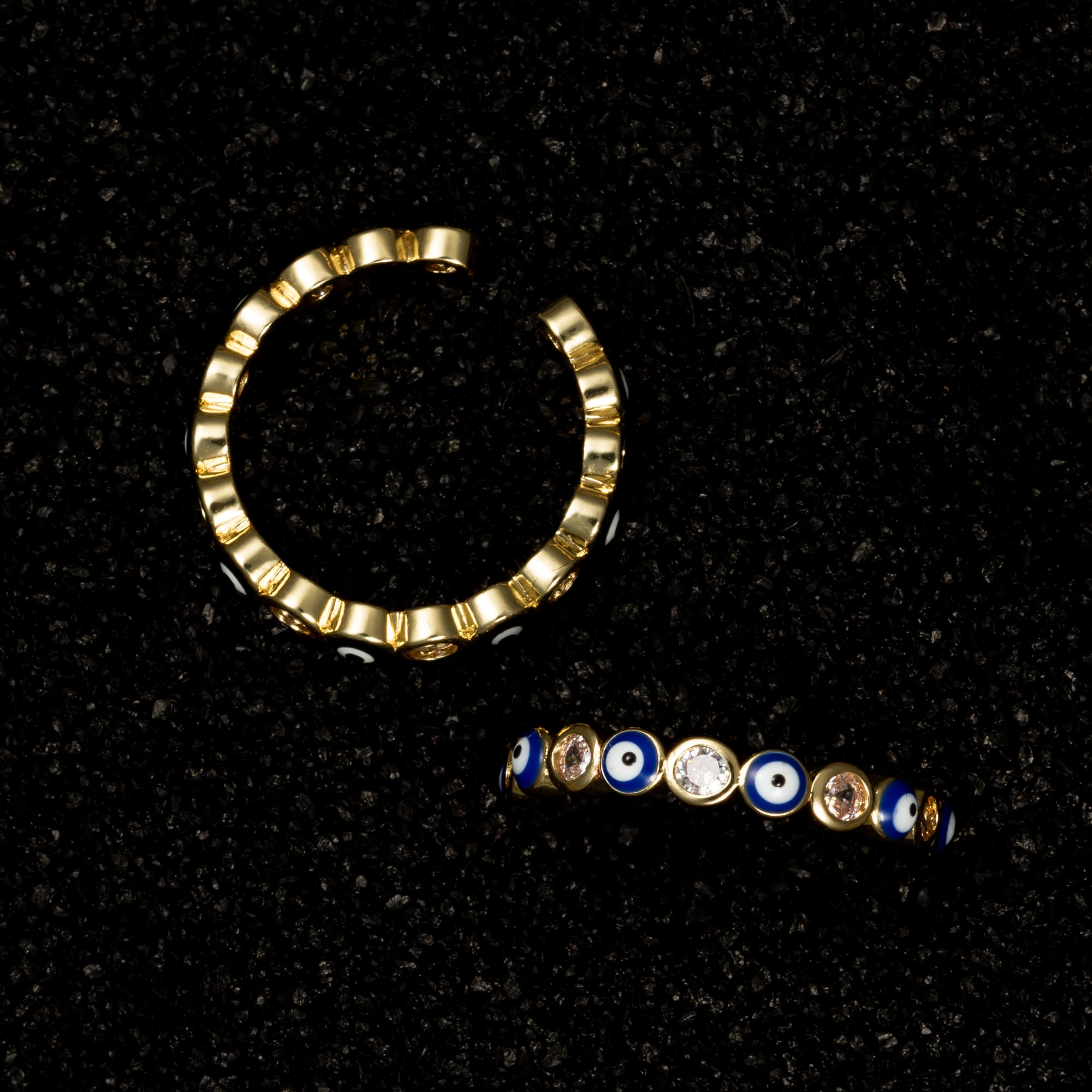 Evil Eye Ring with Gemstones - Blue - Rings