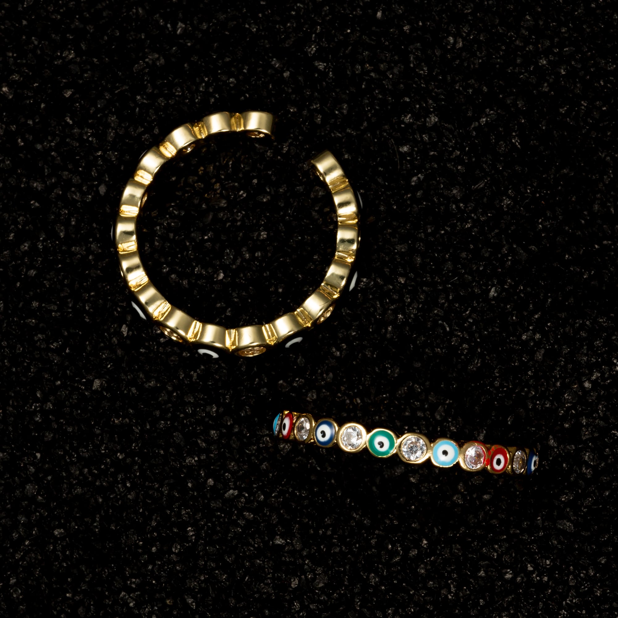 Evil Eye Ring with Gemstones - Multi Color - Rings