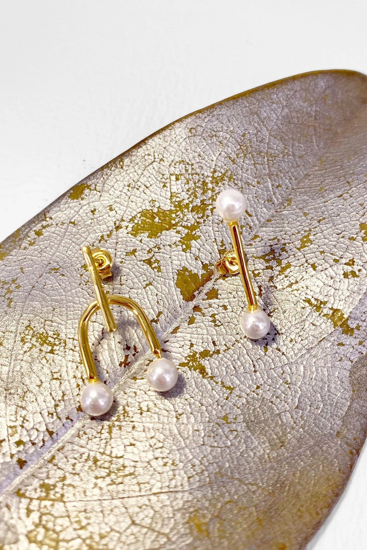 Female & Male Harmony 18K Gold Filled Designer Earrings with Baroque Pearl - Earrings