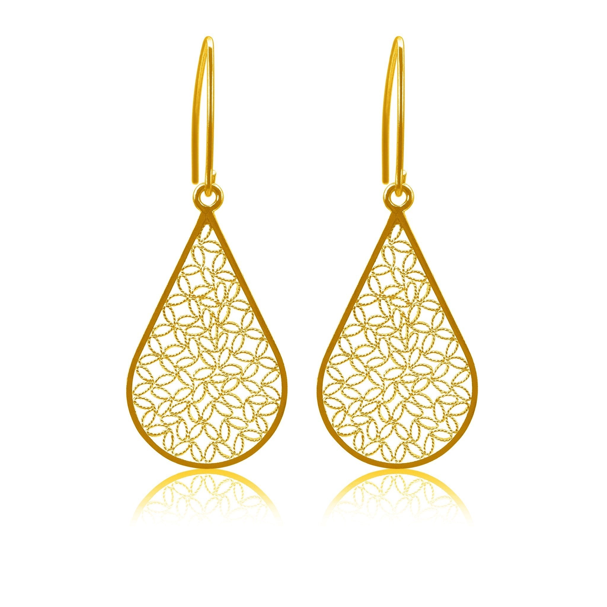 Flora 18k Gold Vermeil Plated Filigree Earrings - Earrings