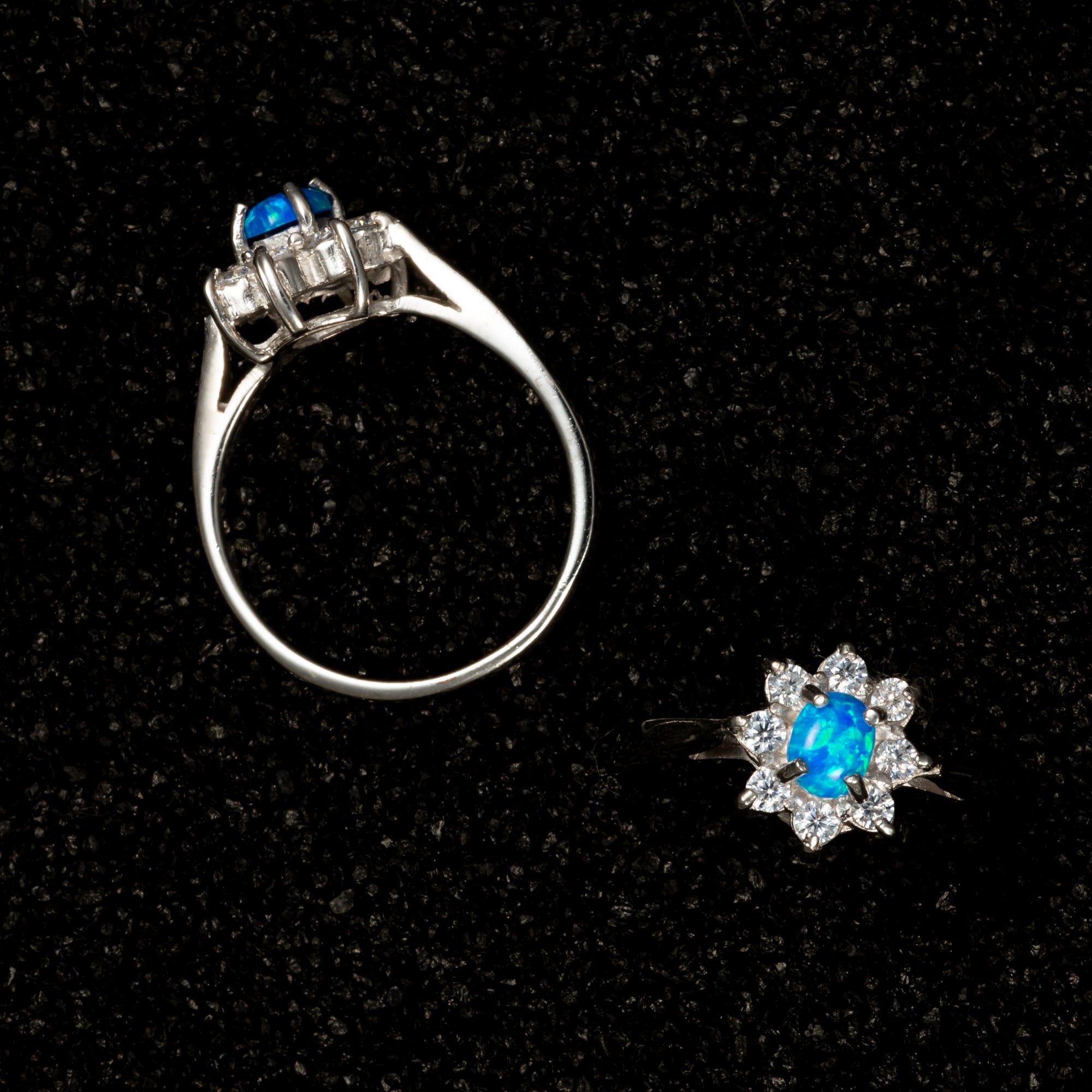 Floral Gemstone Cluster Opal Ring - Rings